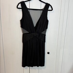 BCBGMaxAzria Black LBD Dress - mesh peekaboo panels - small - mini